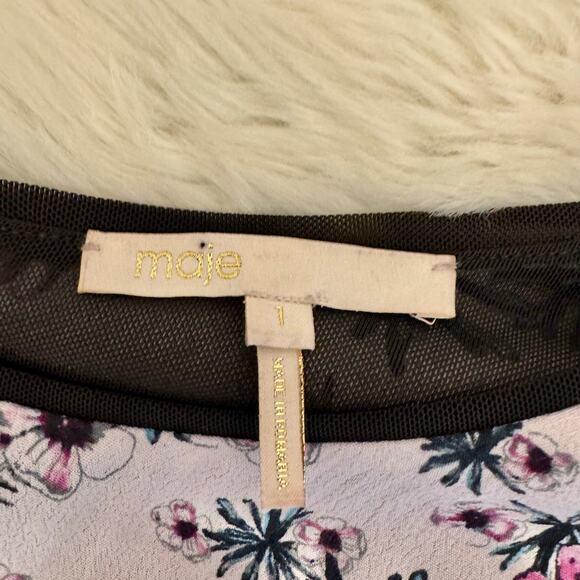 Maje River Optical Illusion Floral Short Sleeve Dress Small - Picture 9 of 16